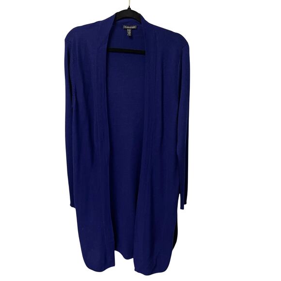 Eileen Fisher Pure Merino Wool Open Front Duster Cardigan Purple Womens Large - Picture 1 of 7